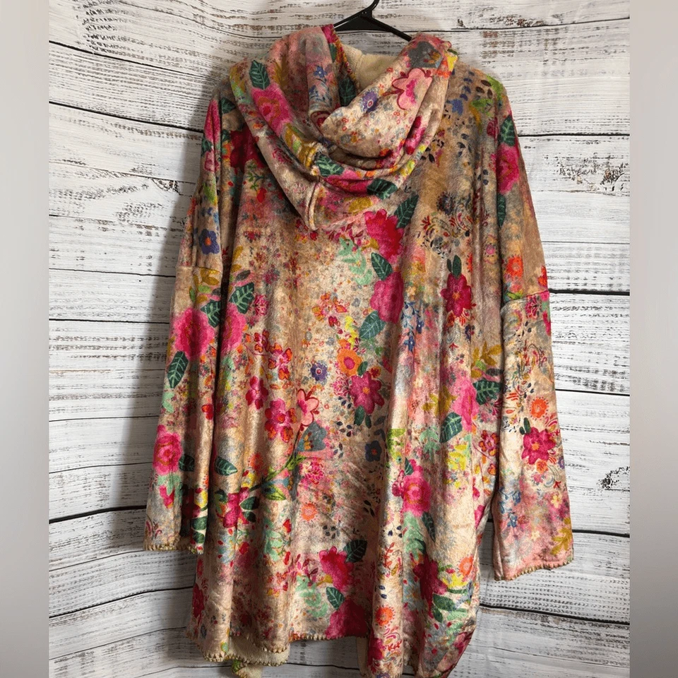 Natural Life Kimono Mujer Talla L/XL Acogedora Manta Vintage Patchwork Taupe Ditsy Foto 4 de 4