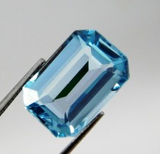 Certified 8.20 Ct Natural Brazilian Blue Aquamarine Emerald Cut Loose Gemstone