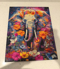 Completed Diamond Painting Colorful Elephant Floral Wall Art Decor