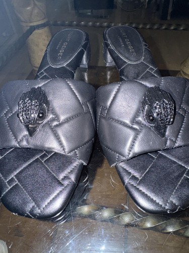 Kurt Geiger London Shoes Womens Size 41 Black Quilted Slide Sandals Eagle Logo - Picture 7 of 16
