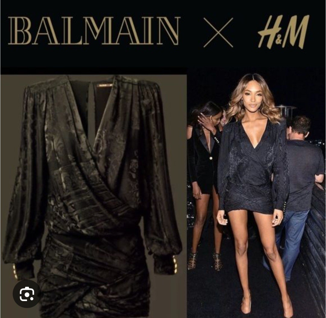 balmain h and m black dress X H&M Jacquard Silk Dress, Worn Once, Duster Bag Incld Sexy Crepe Wedding Dress heritage watch Fashion Size:18.5