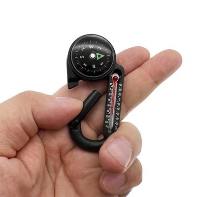 Sturdy Carabiner Compass Thermometer, Multi-Function Tool for Hiking & Camping
