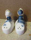 Vintage Blue White Kissing Dutch Boy Girl Salt Pepper Shakers E-5816 Enesco — photo 4