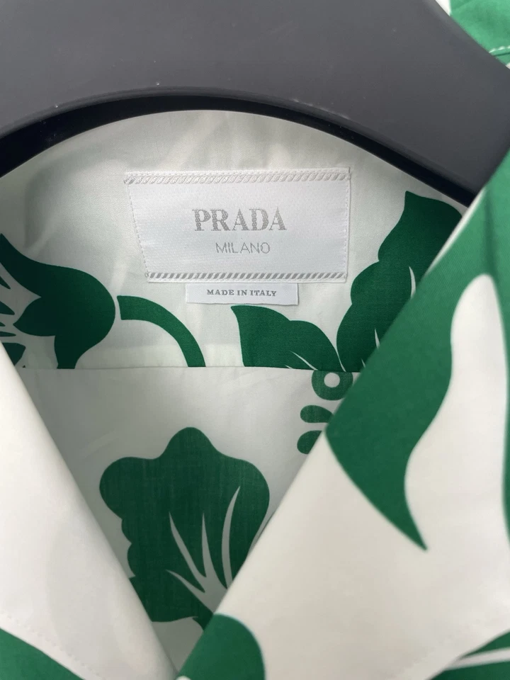 Bowling Prada para hombre blanco hoja verde XXL Foto 3 de 4