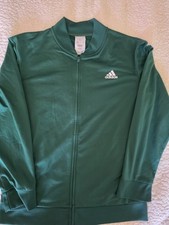 adidas Men's Full Zip Track Jacket Green L Regular Fit Polyester Knit
