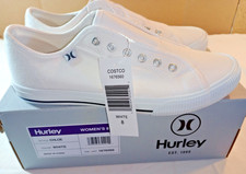  NIB Hurley Chloe Ladies Slip-On Canvas Shoes Fashion Sneaker White, US 8 READ