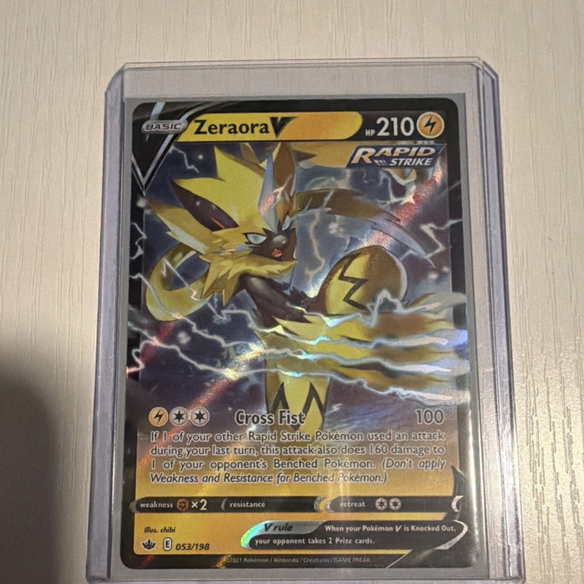 Pokémon card Pokémon Zeraora V 210 HP Ultra Rare Rapid Strike Holo Chilling