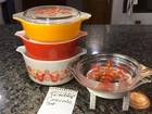 Pyrex Friendship Birds Casserole Dishes Set 471 472 473 Clear Lids COMPLETE MINT
