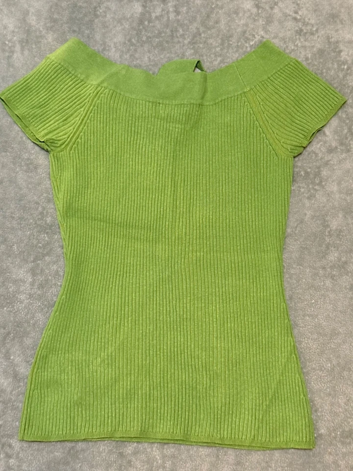 Suéter elástico verde lazo mezcla seda INC para mujer talla PS (usado estado) Foto 2 de 4