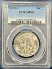 1939 S Half Dollars Liberty Walking PCGS MS-65