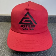 Vintage Acetylene Gas Co. Hat Cap Snapback Trucker Made In USA Red Print Logo