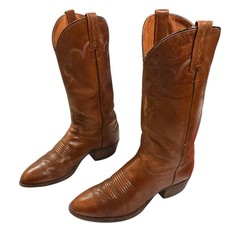 J Chisholm Cowboy Boots Brown Leather Mens 9 D Vintage Western Rockabilly Shoes