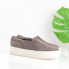 Vince Womens Warren Slip On Sneaker Size 8 Gray Suede Platform Comfort Shoe Flat