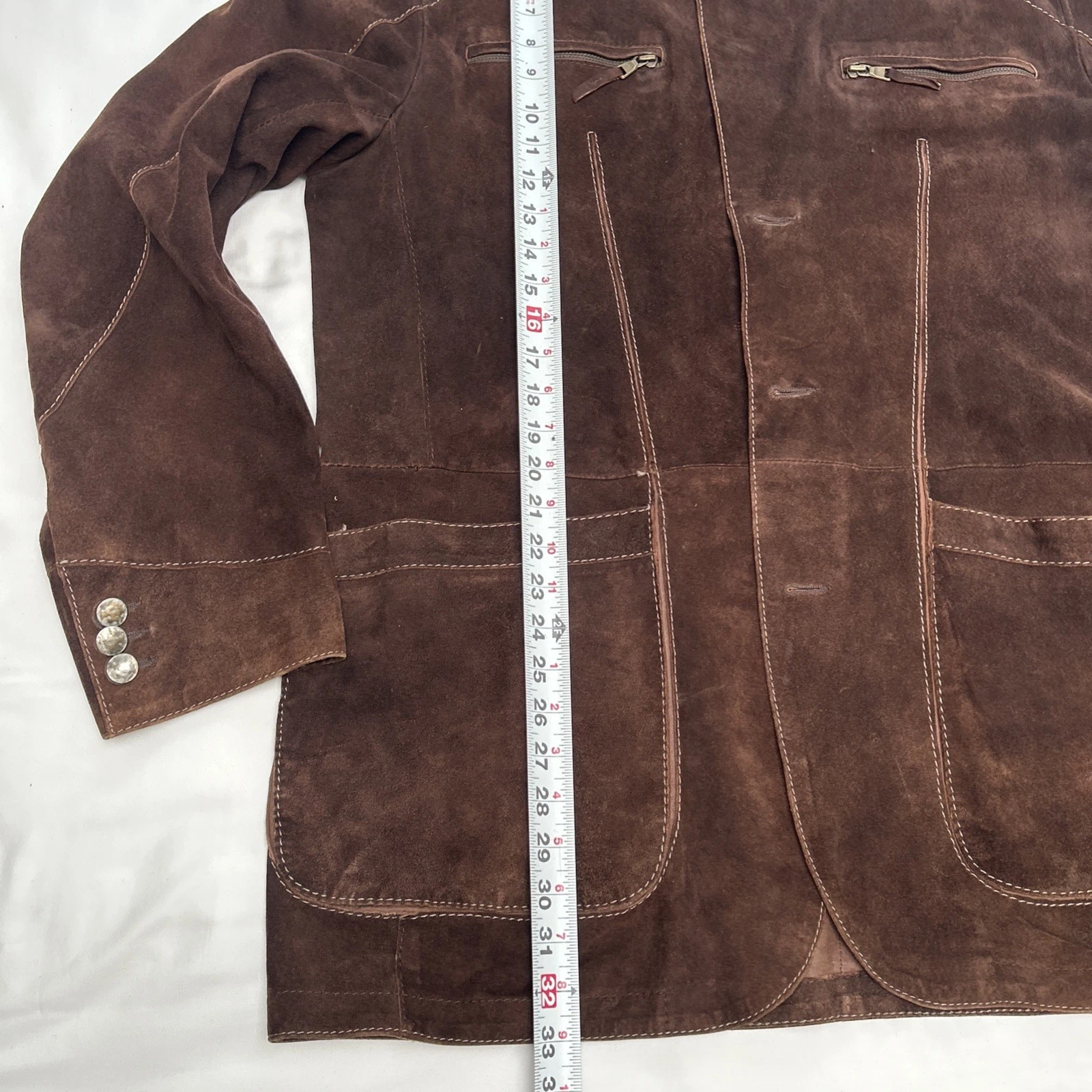 GIMO'S MENSWEAR Suede XL Jacket Brown Leather Utility Safari Field Blazer Italy - product detail image 15