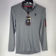 Spyder Active Mens Gray 1/4 Zip Pullover ProWeb Quick Dry Medium NWT