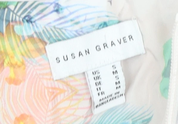 Susan Graver Women's Multicoloured Floral Puffer Jacket M - Image 3 of 4