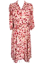 Nanette Lepore Button Down 3/4 Sleeve Fit & Flare Floral Dress Size 8 with Slip