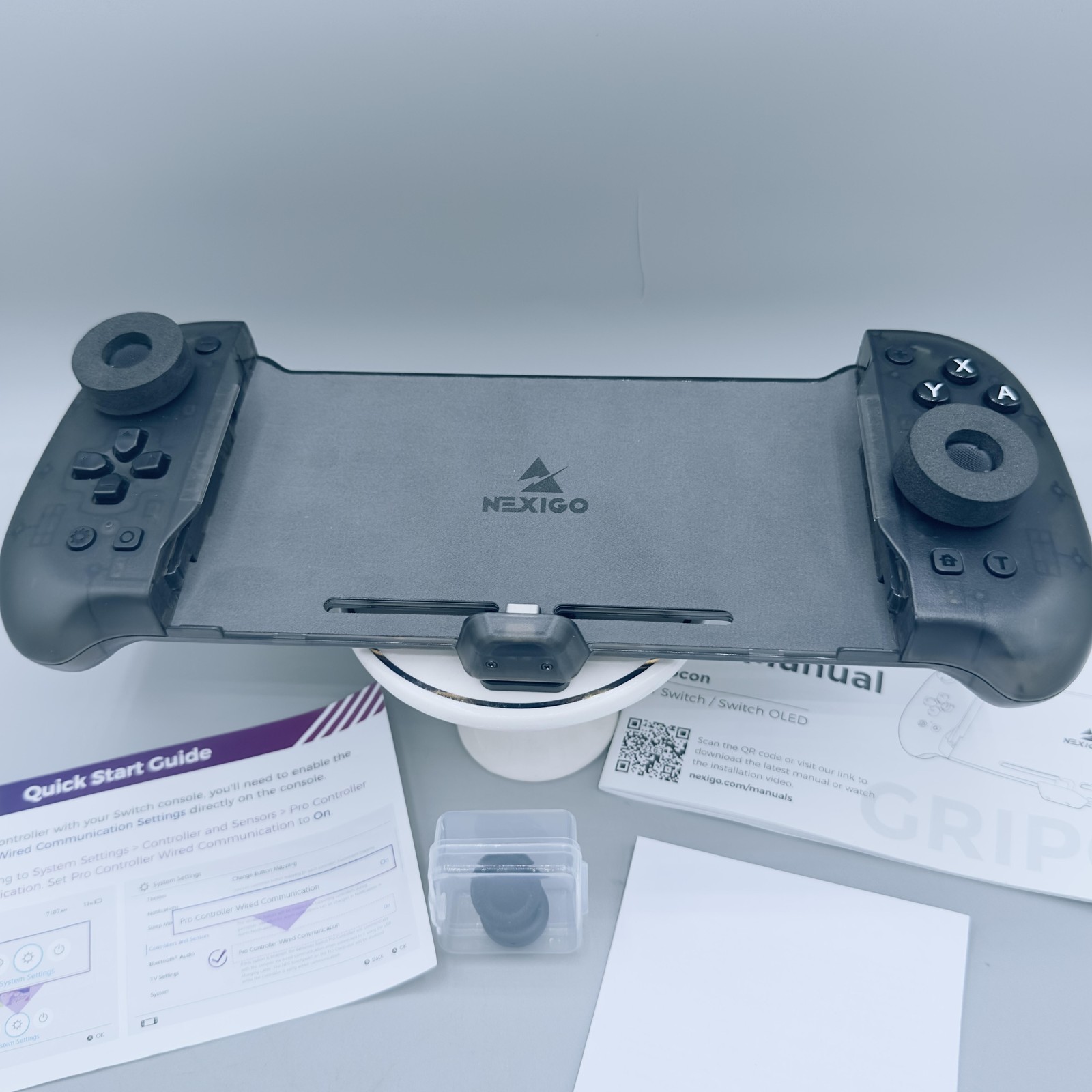 NexiGo Gripcon Switch OLED Controller Hall Joystick Turbo Motion Clear Gamepad