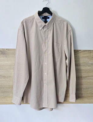 Tommy Hilfiger Vintage Hemd Gr. XL beige gestreift Button Down Two Ply - Bild 1 von 4