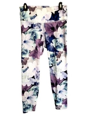 Old Navy Womens Leggings M Active Go-Dry Floral Athletic Yoga 7/8 Cottagecore