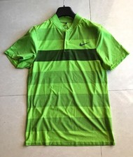  120 Nike Golf DRI FIT Swing Knit Green Blade Collar POLO Shirt Tiger Woods