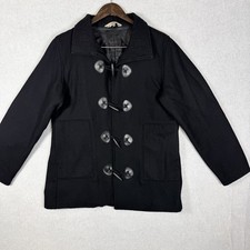 Rivers Womens Black Duffle Coat Size 14 Wool ...