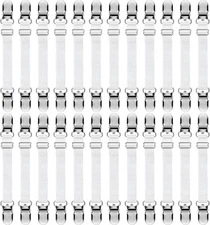 Boao 24 Pcs Bed Sheet Clips Straps Heavy Duty Adjustable 8-12 Inch, White 