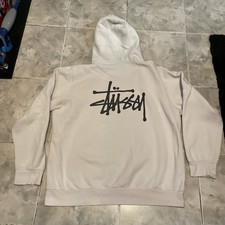 Stussy Men  s White Basic Logo Hoodie Sweatshirt SZ XL