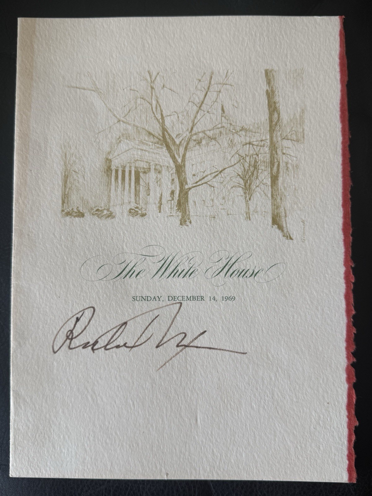 President Richard Nixon Signed White House Dinner Program Beckett LOA Dec 1969
