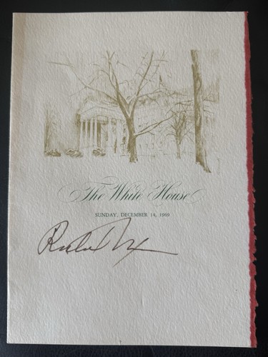 President Richard Nixon Signed White House Dinner Program Beckett LOA Dec 1969