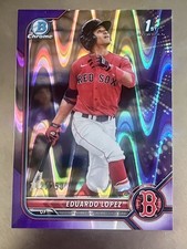 2022 1st Bowman Purple Ray Wave Refractor #142/250 EDUARDO LOPEZ Red Sox BCP-134