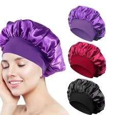 Satin Bonnet Silk Hair Bonnet Adjustable Bonne for Sleeping with Tie Band LOT US