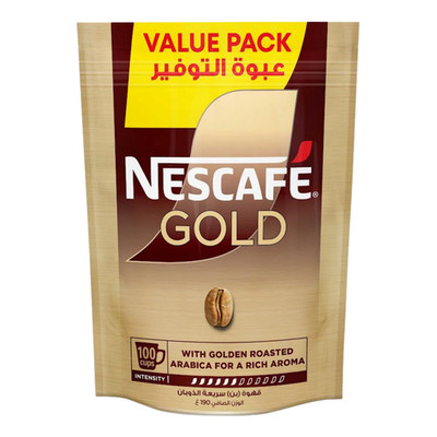 3X Nescafe Gold Coffee Pouch With Gloden Roasted 190 Gram