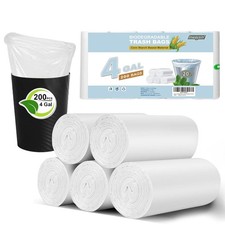 Small Trash Bags Bathroom Garbage Bags 4 Gallon, Inwaysin 15-20 Liter White M...