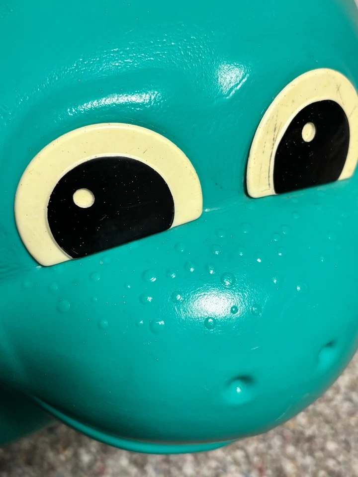 Dinosaurio Rubbermaid verde azulado tapa extraíble caja de juguetes cofre de almacenamiento de colección raro Foto 3 de 4