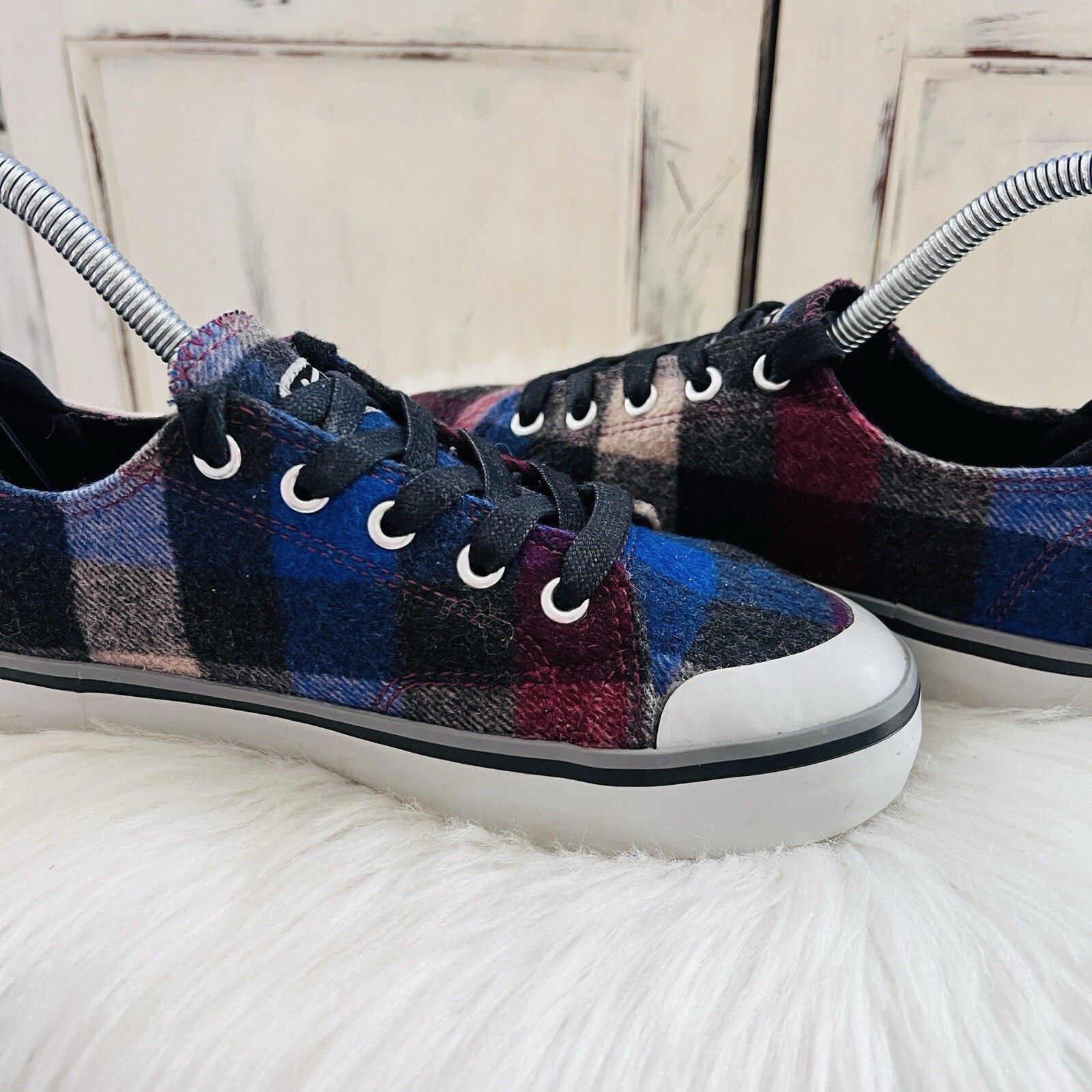 Sneakers Keen Elsa III blu e nere a quadri stringate in lana ~ donna taglia 6