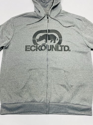 Marc Ecko UNLTD Hoodie Sweatshirt Mens L Large Full Zip Gray Fleece Hip Hop Y2K - Picture 8 of 15