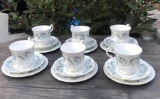 6 Royal Standard 'Garland' Tea Cups/Saucers/Cake Plates Set In Excellent Cond.