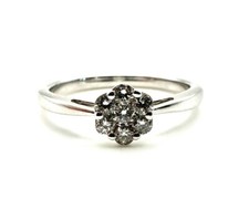 9ct White Gold Diamond Ring 9K 0.20ct Diamond Flower Engagement Ring For Her WOW