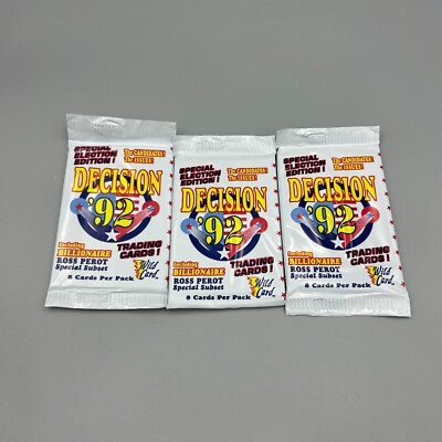 Lot of Three (3) Sealed Packs Decision 1992 Wild Card Presidential Trading Cards