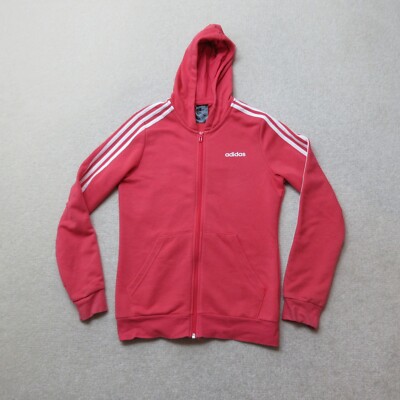 Adidas Hoodie Mädchen 14/15 Jahre korallenrosa durchgehender Reißverschluss 3 Streifen Trefoil Freizeit