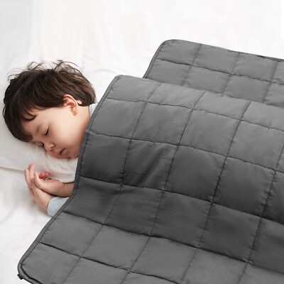 Kids Weighted Blanket 152 x 104cm Grey Cotton Heavy Quilt