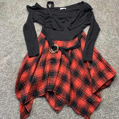 black and red swing dress Unique Vintage Red & Black Polka Dot Off the Shoulder Swing Dress