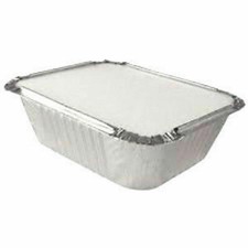 100 x No.2 MEDIUM SIZE ALUMINIUM FOIL FOOD CONTAINERS LIDS OVEN BAKING TAKE AWAY
