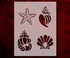 Various Sea Shells Option 3 Stencil Reusable 8.5 x 11 Inches for Painting