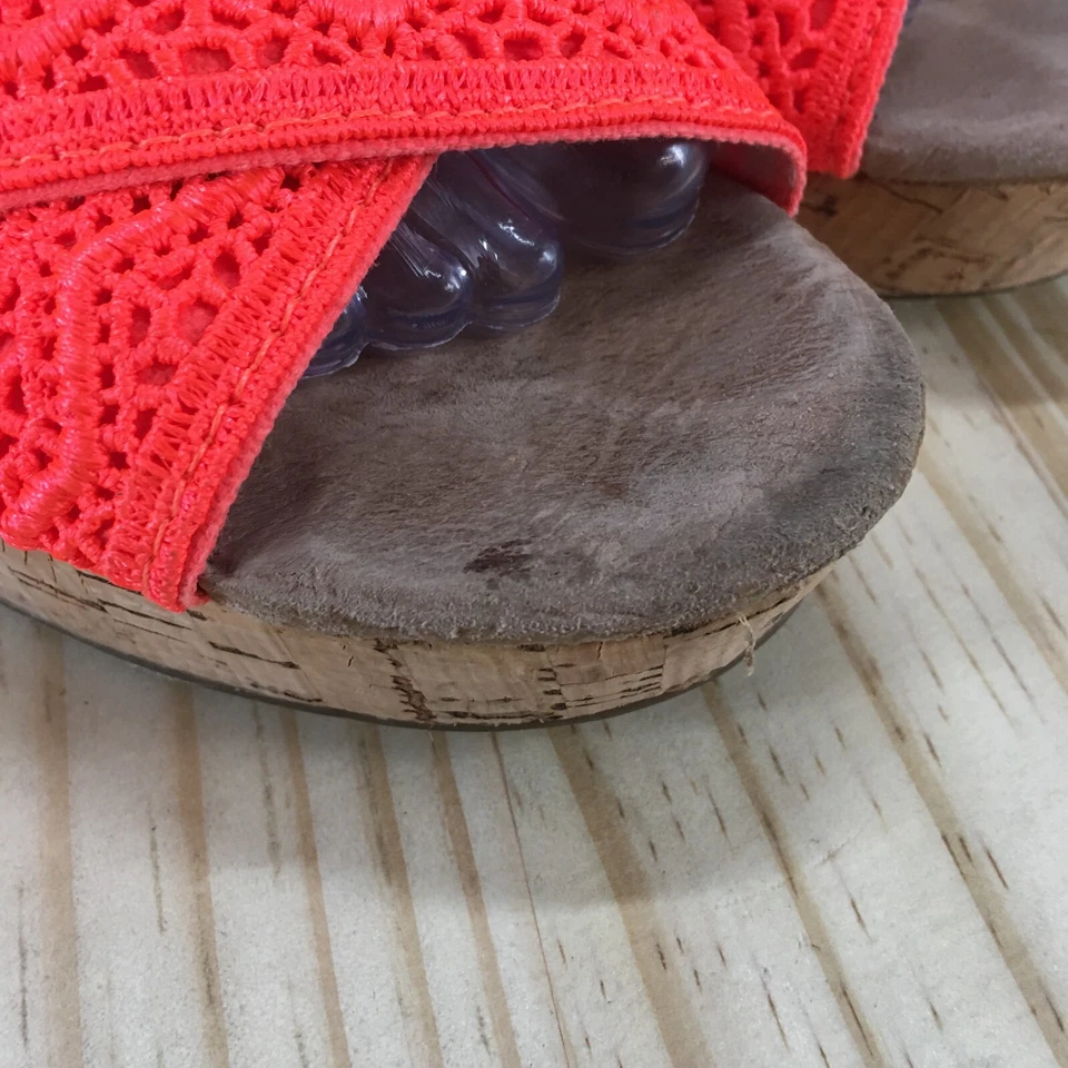 Sandalias Toms para mujer 8,5 correa al tobillo naranja hebilla informales punta abierta tacones de cuña Foto 4 de 4