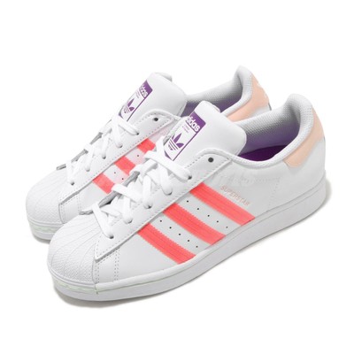 adidas superstar junior pink and white