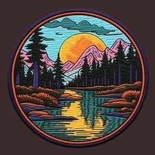 Vibrant Nature Patch Embroidered Iron-on Applique Clothing Outdoor Adventure