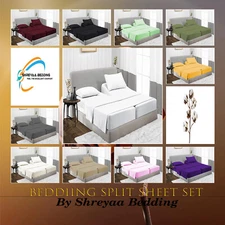 Egyptian Cotton 1000TC Awesome 5 PCs Split Sheet Set AU King Solid Colors