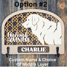 "DIY" Custom Golden Retriever Dog Leash Holder Wall Mount Holder Key Rack "8x"11